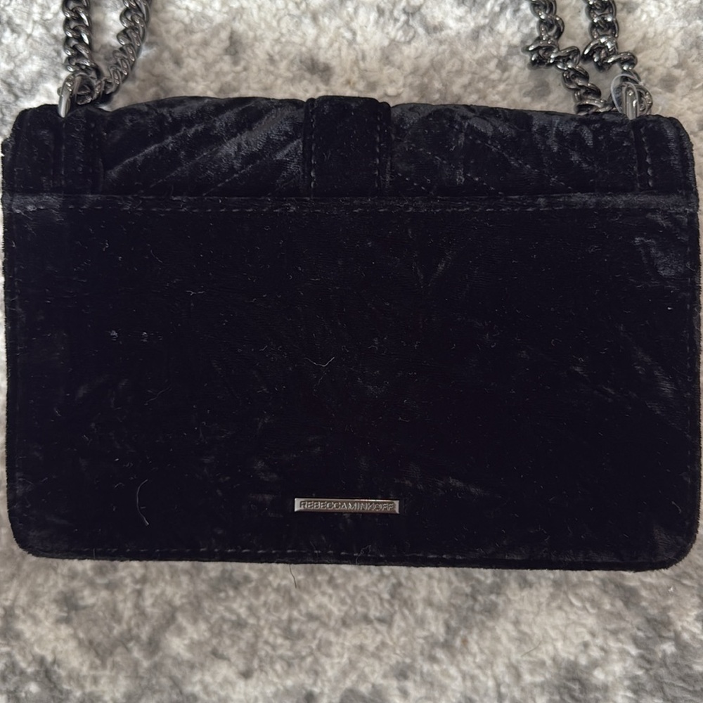 Rebecca Minkoff Black Velvet Shoulder Bag Crossbody Bag - Picture 4 of 6